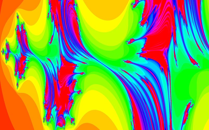 Colorful Fractal Pattern — Red, Vibrant, Abstract, Swirls, Waves