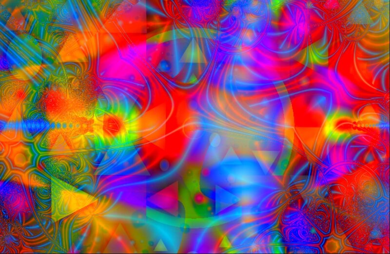 Colorful Fractal Pattern — Red, Vibrant, Abstract, Triangles
