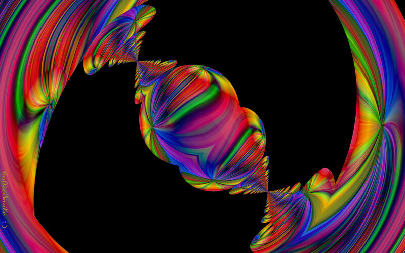 Colorful Fractal Pattern — Red, Vibrant, Digital Art, Black Background
