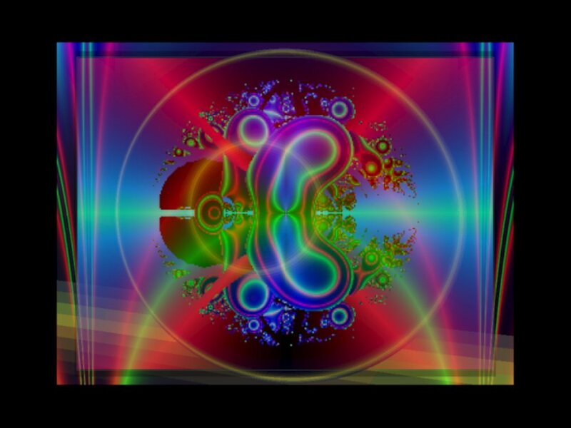 Colorful Fractal Pattern — Red, Vibrant, Digital Art, Circles, Glow