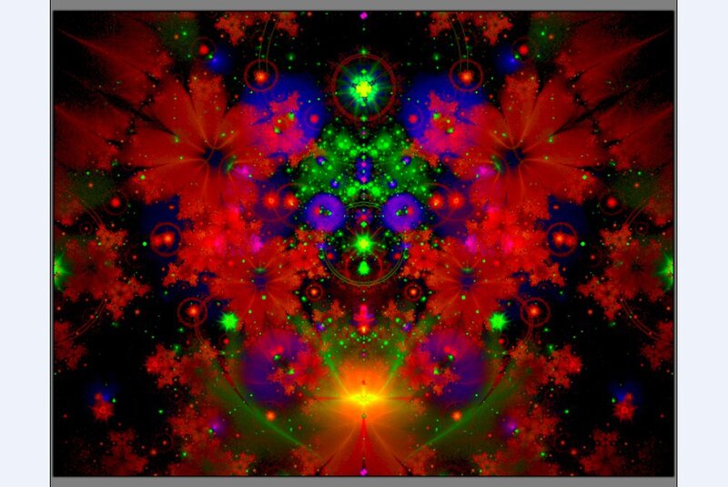 Colorful Fractal Pattern — Red, Vibrant, Digital Art, Circles