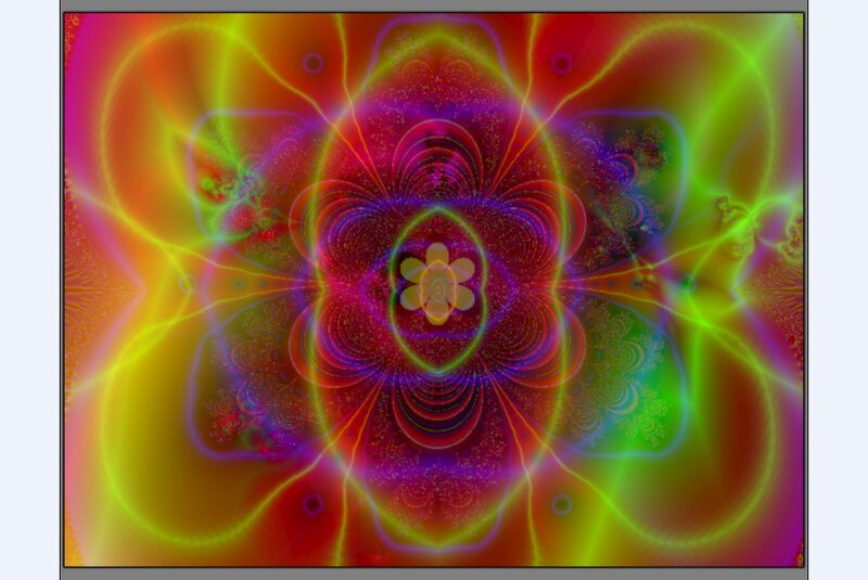 Colorful Fractal Pattern — Red, Vibrant, Digital Art, Flower