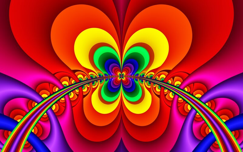 Colorful Fractal Pattern — Red, Vibrant, Digital Art, Heart Shape