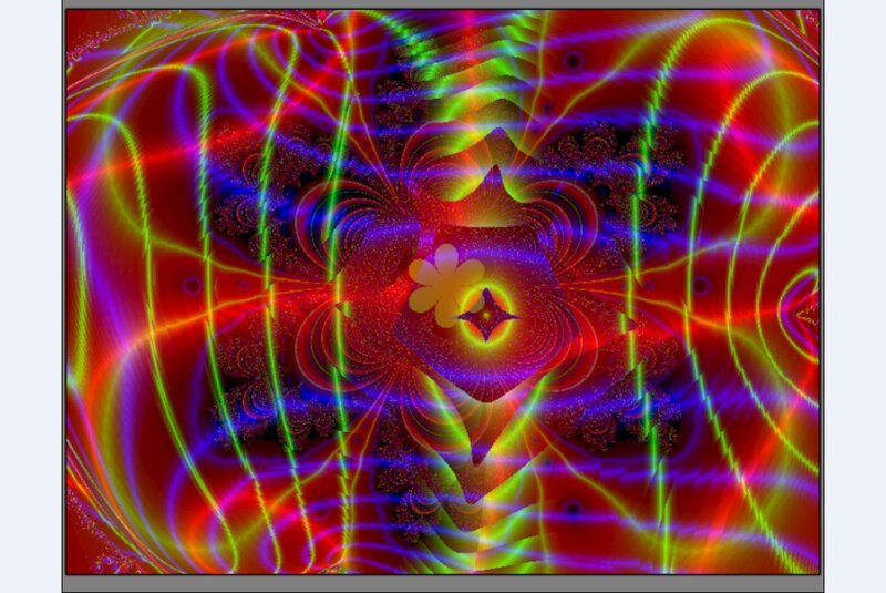 Colorful Fractal Pattern — Red, Vibrant, Digital Art, Light Streaks