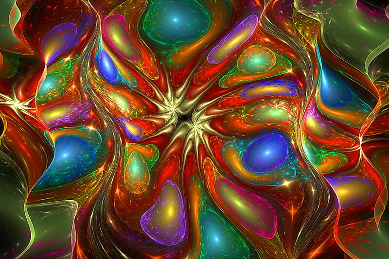 Colorful Fractal Pattern — Red, Vibrant, Digital Art, Light