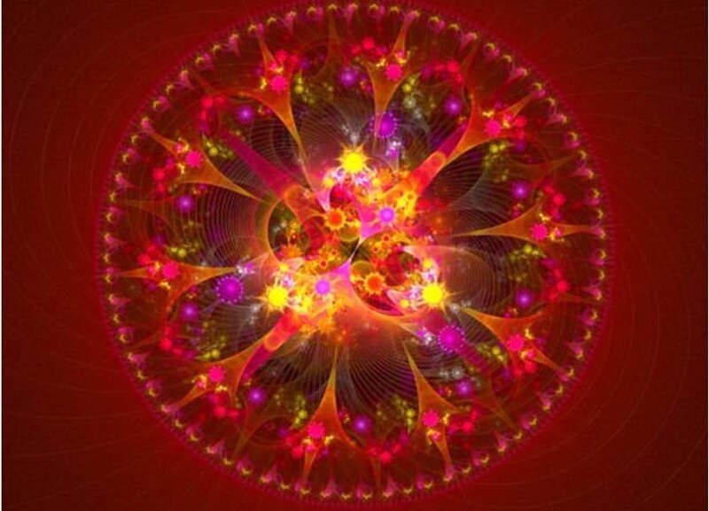 Colorful Fractal Pattern — Red, Vibrant, Digital Art, Spiral, Light