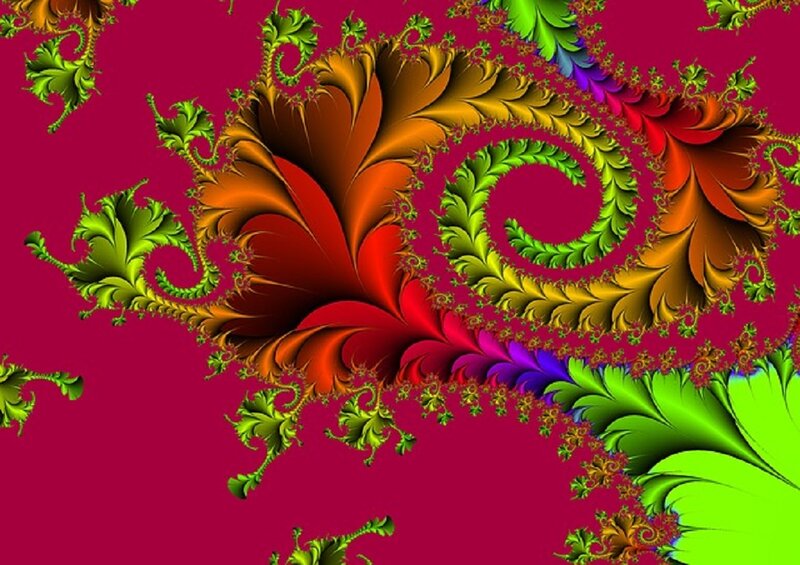 Colorful Fractal Pattern — Red, Vibrant, Digital Art, Spiral
