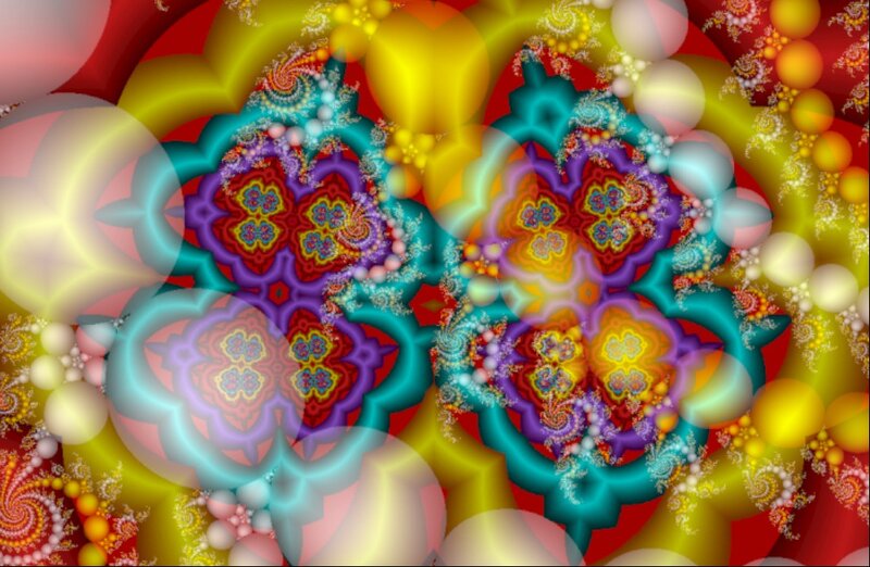 Colorful Fractal Pattern — Red, Vibrant, Digital Art, Spirals