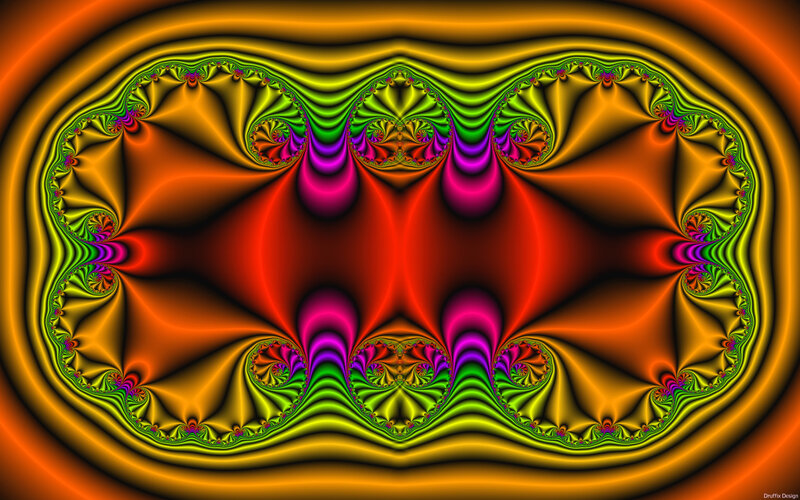 Colorful Fractal Pattern — Red, Vibrant, Digital Art, Spirals, Waves