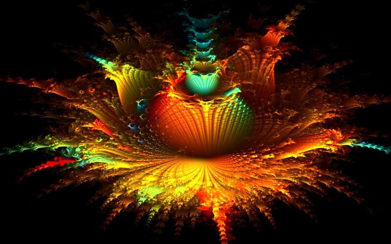 Colorful Fractal Pattern — Yellow, Dramatic