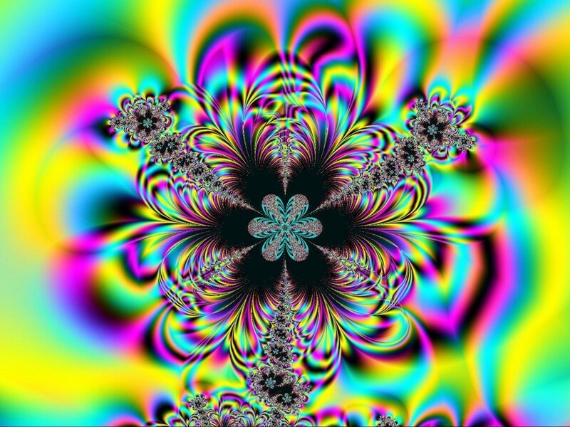 Colorful Fractal Pattern — Yellow, Hypnotic, Abstract, Flowers