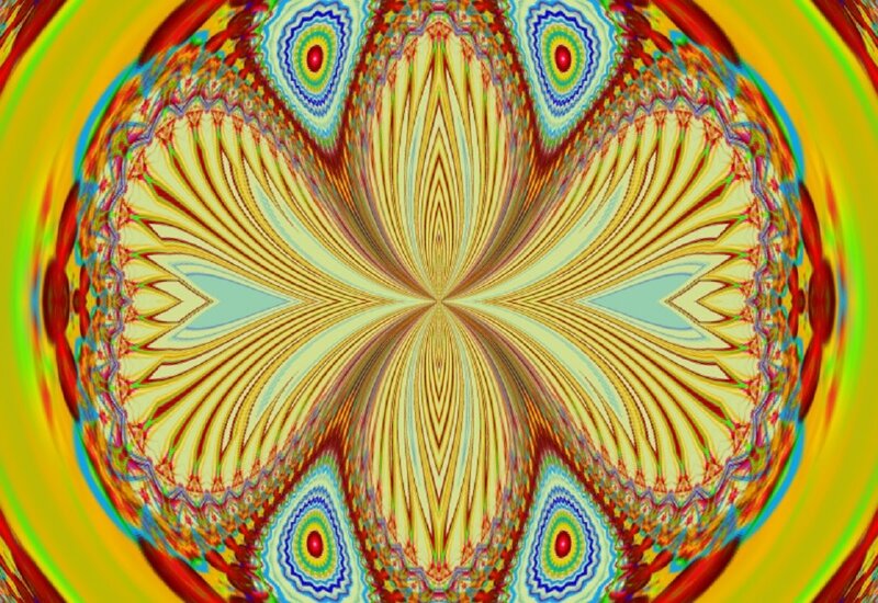 Colorful Fractal Pattern — Yellow, Hypnotic, Abstract, Mandala, Symmetry
