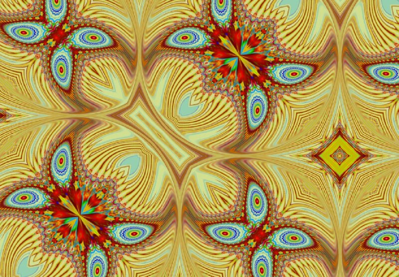 Colorful Fractal Pattern — Yellow, Hypnotic, Abstract, Mandala