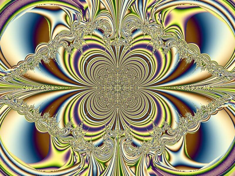 Colorful Fractal Pattern — Yellow, Hypnotic, Abstract