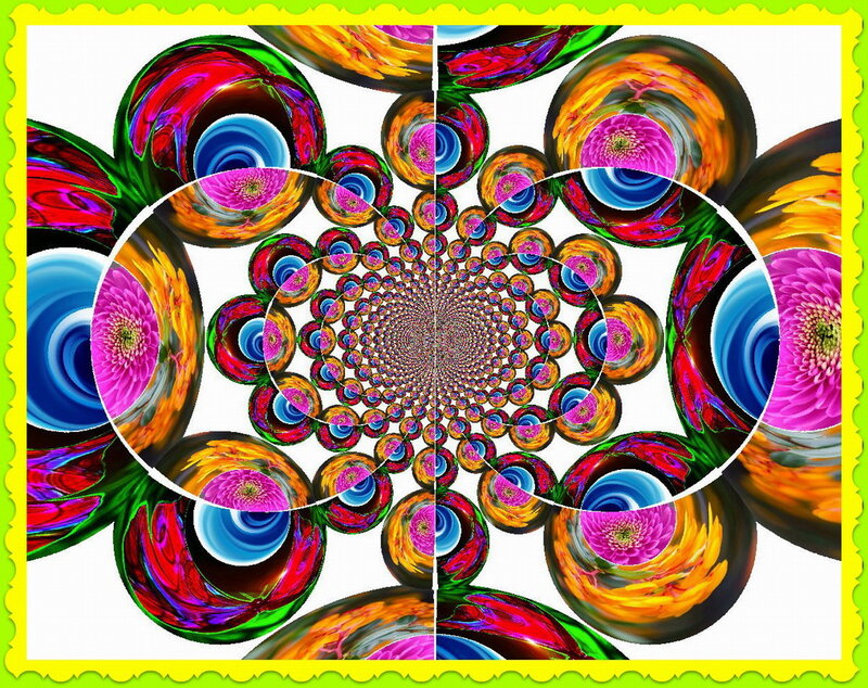 Colorful Fractal Pattern — Yellow, Hypnotic, Digital Art