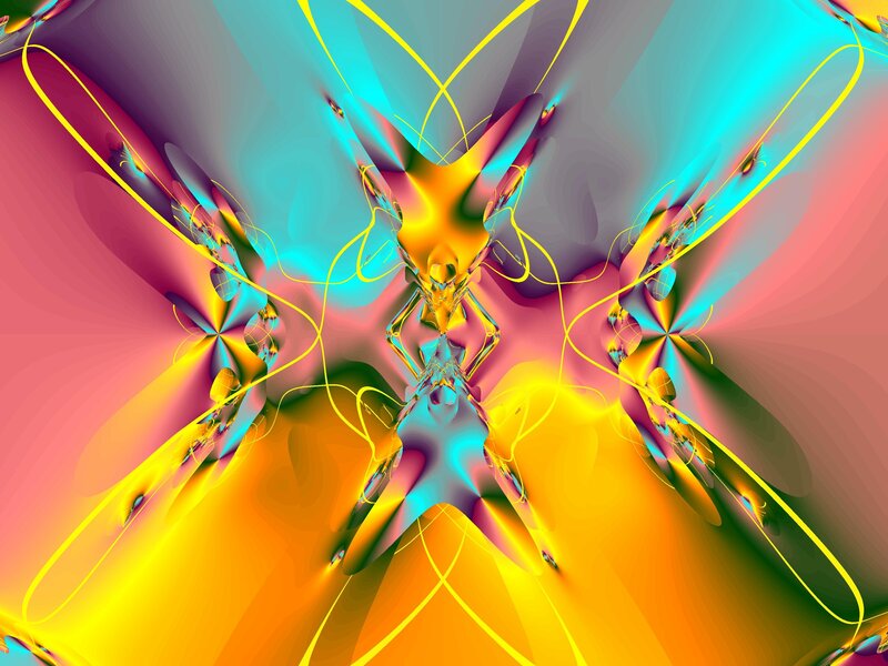 Colorful Fractal Pattern — Yellow, Vibrant, Abstract, Lines, Shapes