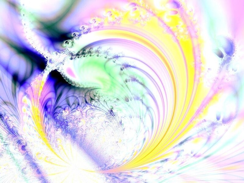 Colorful Fractal Pattern — Yellow, Vibrant, Abstract, Swirls, Light