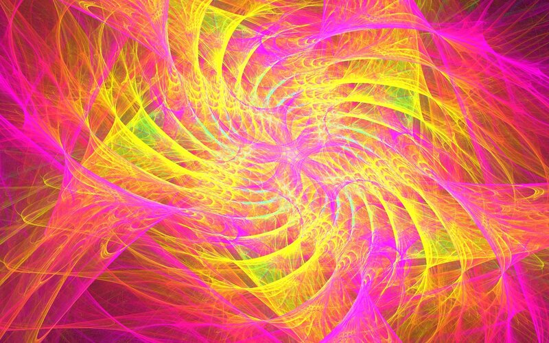 Colorful Fractal Pattern — Yellow, Vibrant, Abstract, Swirls, Lines