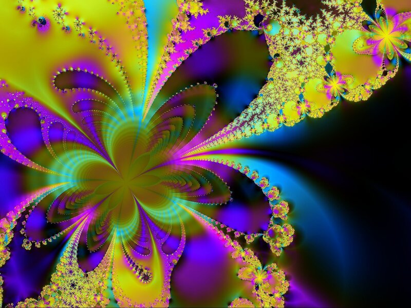 Colorful Fractal Pattern — Yellow, Vibrant, Abstract