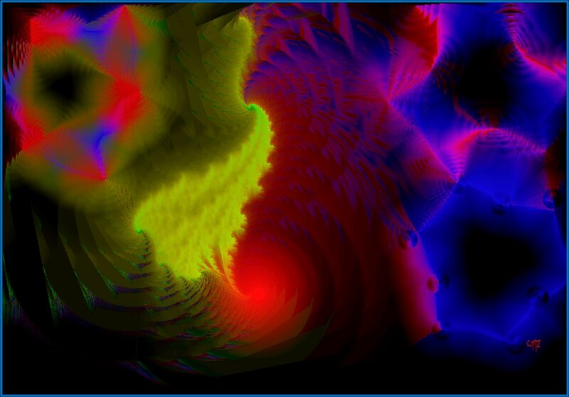 Colorful Fractal Pattern — Yellow, Vibrant, Abstract, Tunnel