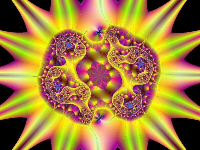Colorful Fractal Pattern — Yellow, Vibrant, Digital Art, Spikes