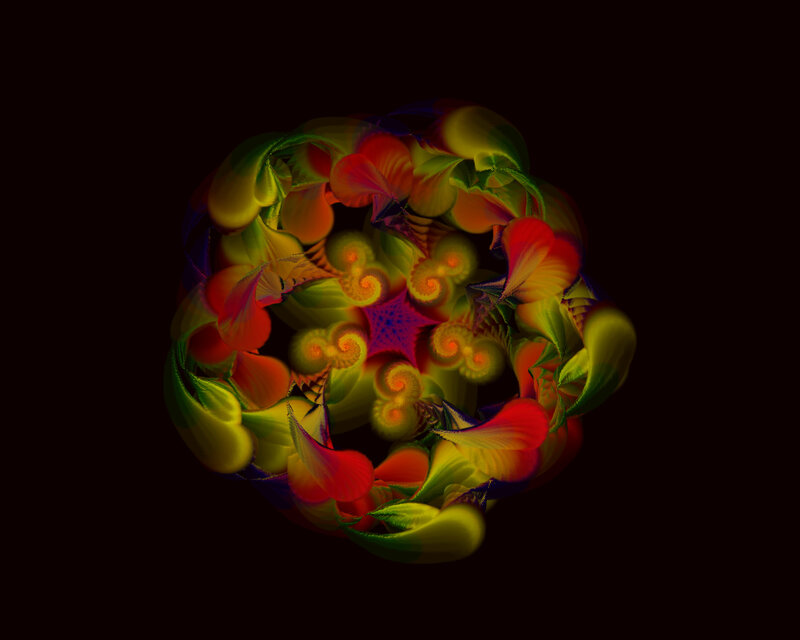 Colorful Fractal Pattern — Yellow, Vibrant, Digital Art, Spirals