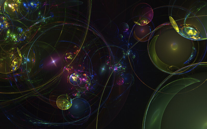 Colorful Fractal Patterns — Black, Dynamic, Abstract, Circles