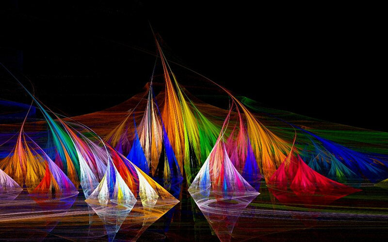 Colorful Fractal Patterns — Black, Dynamic, Abstract