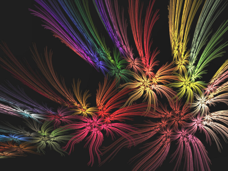 Colorful Fractal Patterns — Black, Vibrant, Abstract