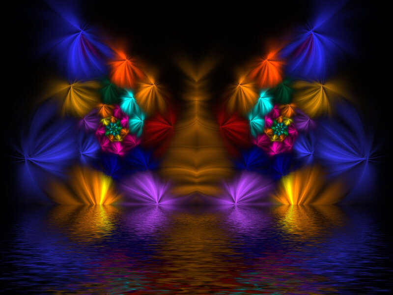 Colorful Fractal Patterns — Blue, Dramatic