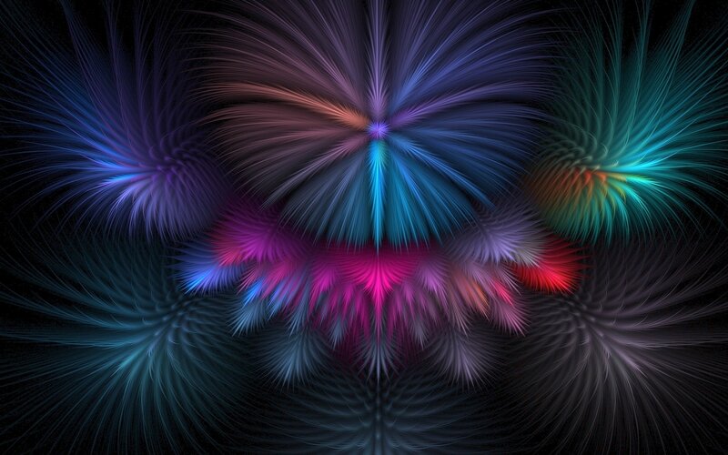 Colorful Fractal Patterns — Blue, Dynamic, Abstract