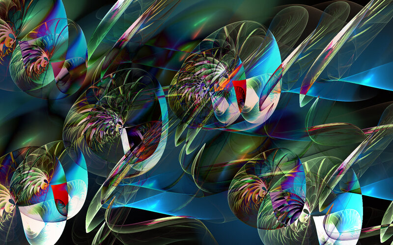 Colorful Fractal Patterns — Blue, Dynamic, Digital Art