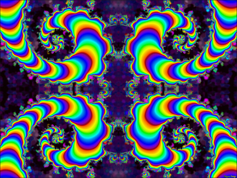 Colorful Fractal Patterns — Blue, Hypnotic, Abstract, Spirals, Rainbow Colors, Symmetry