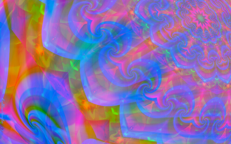 Colorful Fractal Patterns — Blue, Hypnotic, Digital Art