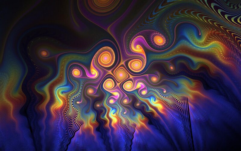 Colorful Fractal Patterns — Blue, Hypnotic