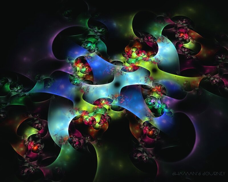 Colorful Fractal Patterns — Blue, Mystical