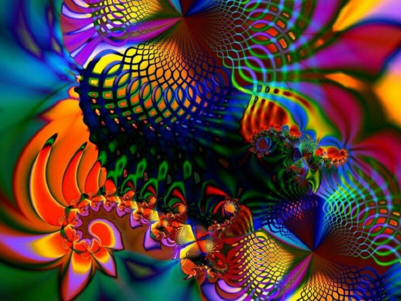Colorful Fractal Patterns — Blue, Vibrant, Abstract, Colors