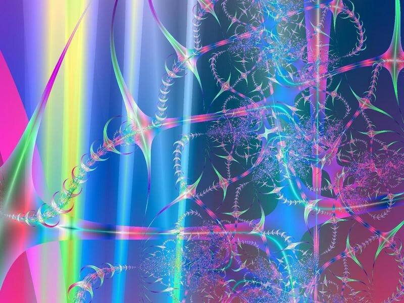 Colorful Fractal Patterns — Blue, Vibrant, Abstract, Light Beams