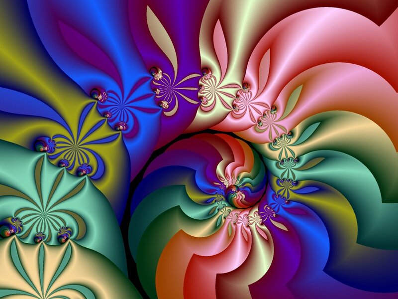 Colorful Fractal Patterns — Blue, Vibrant, Abstract, Spirals