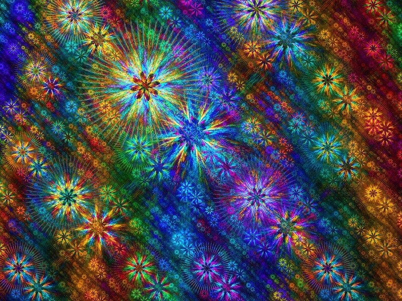 Colorful Fractal Patterns — Blue, Vibrant, Abstract, Stars