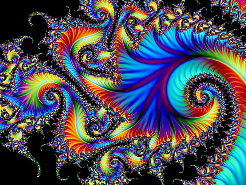 Colorful Fractal Patterns — Blue, Vibrant, Digital Art, Spirals
