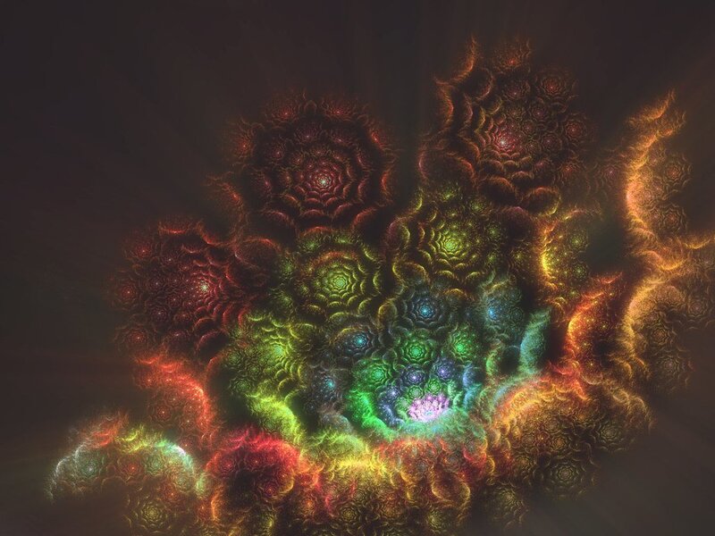 Colorful Fractal Patterns — Green, Dramatic, Digital Art