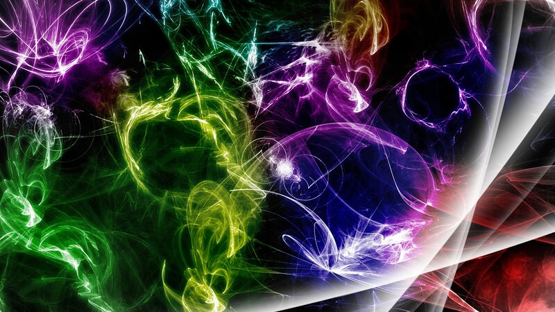 Colorful Fractal Patterns — Green, Dynamic, Abstract, Light Streaks