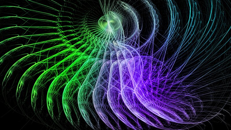 Colorful Fractal Patterns — Green, Dynamic, Abstract, Spirals