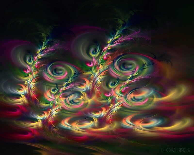 Colorful Fractal Patterns — Green, Dynamic, Abstract