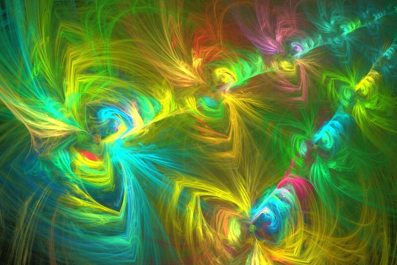 Colorful Fractal Patterns — Green, Energetic, Abstract