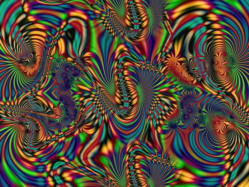 Colorful Fractal Patterns — Green, Hypnotic, Abstract, Swirls, Spirals