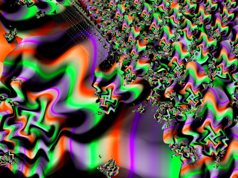 Colorful Fractal Patterns — Green, Hypnotic, Abstract, Wavy Lines