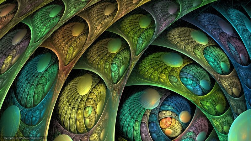 Colorful Fractal Patterns — Green, Hypnotic, Digital Art, Spirals, Tubes