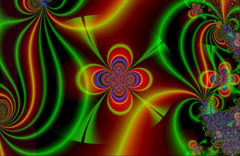 Colorful Fractal Patterns — Green, Vibrant, Abstract, Flowers